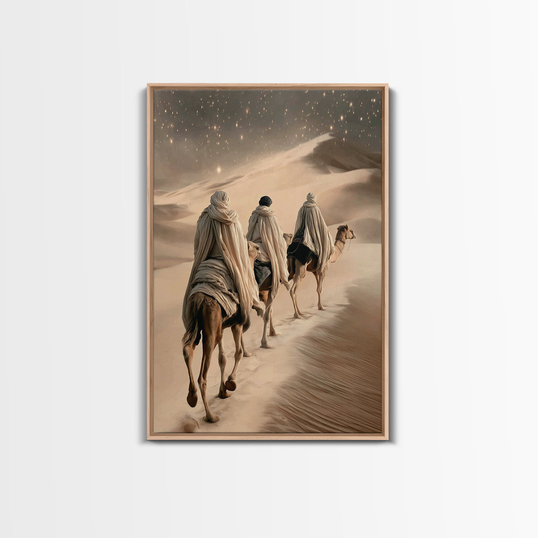 Desert Star Journey | Framed Canvas Print | Christian Art Canvas | Christian Christmas | Christmas Wall Art | Modern Christian Art | Jesus