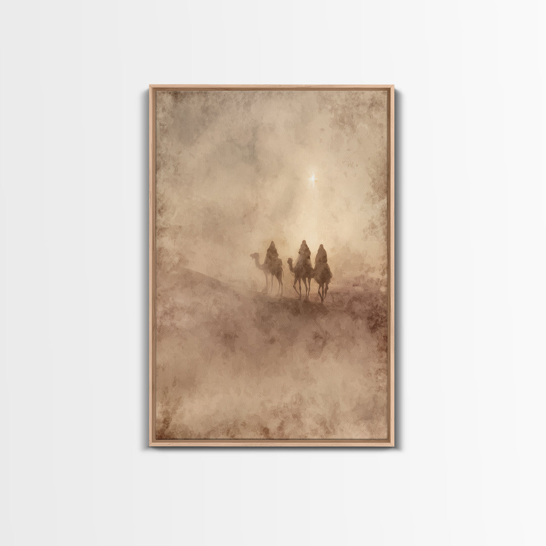 Holy Night Caravan, Framed Canvas Print, Christian Christmas Art, Christian Wall Art, Christmas Canvas Wall Art, Christian Art Canvas, Jesu