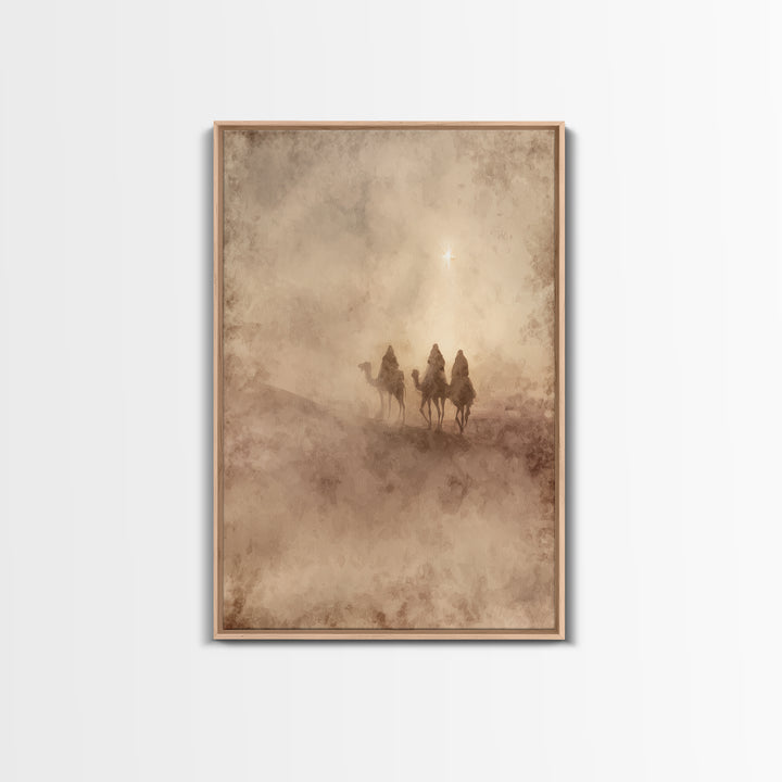 Holy Night Caravan, Framed Canvas Print, Christian Christmas Art, Christian Wall Art, Christmas Canvas Wall Art, Christian Art Canvas, Jesu
