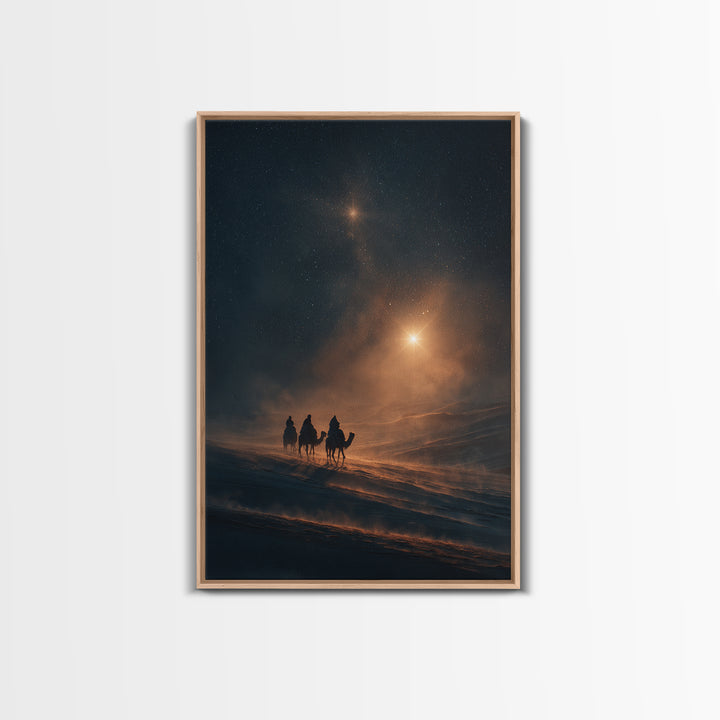 Heavenly Light Rise – Framed Canvas Print – Christmas Wall Art – Christian Art Canvas – Christian Christmas – Jesus Painting – Modern Chris