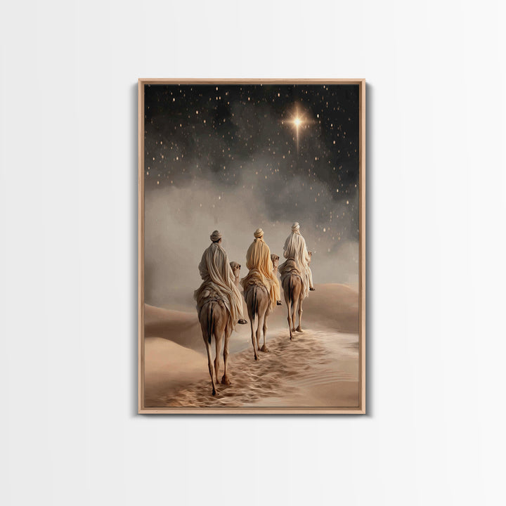 Desert Kings Journey, Framed Canvas Print, Christian Wall Art, Christian Christmas Art, Christian Art Canvas, Christmas Canvas Wall Art, Je