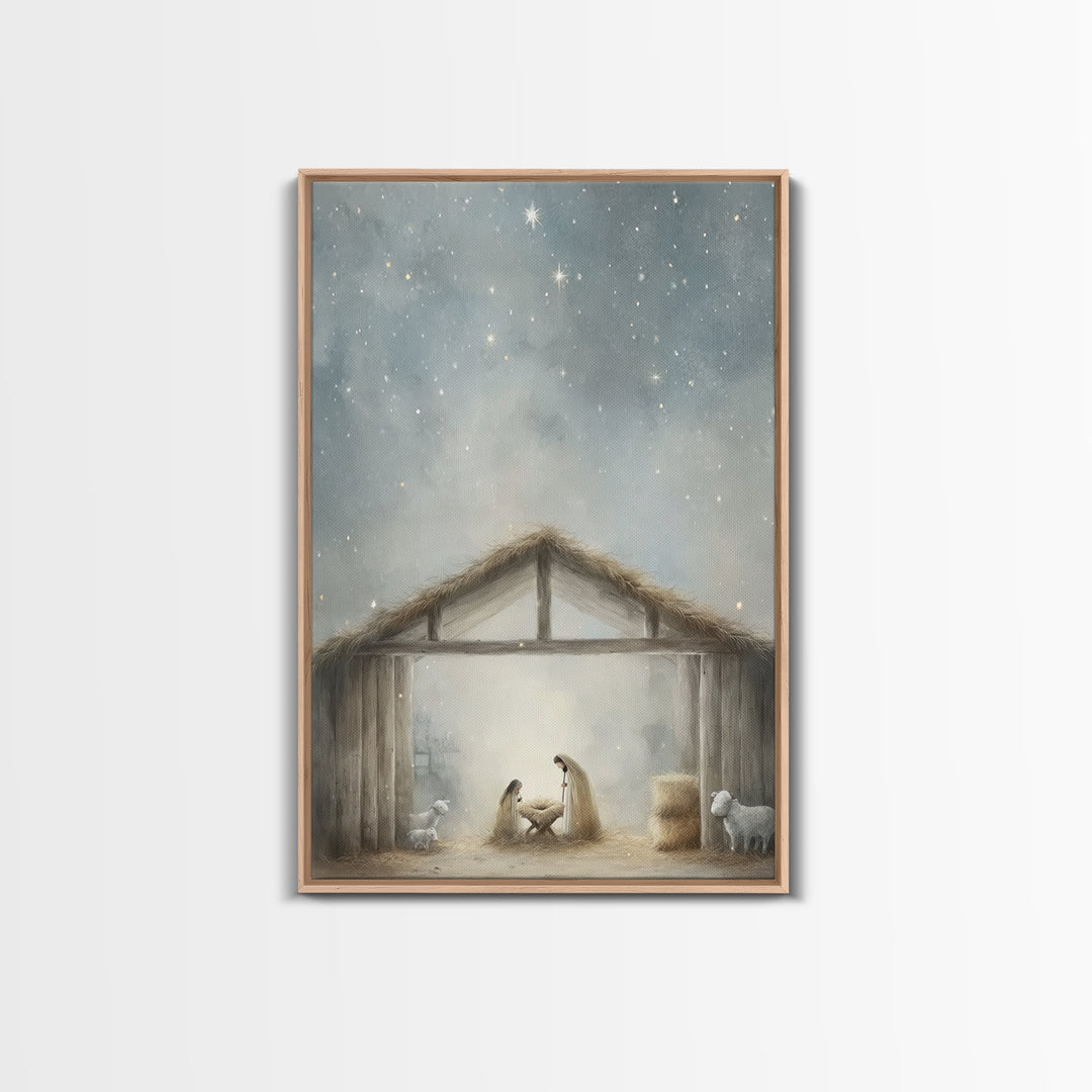 Heaven’s Radiance, Framed Canvas Print, Christian Wall Art, Christian Art Canvas, Christmas Art, Christian Christmas Art, Christian Gift Id