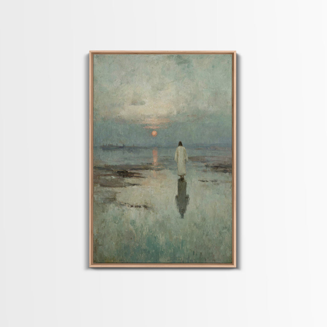 Sunset Messiah – Framed Canvas Print – Christian Wall Art – Christian Art Canvas – Jesus Painting – Christmas Art Prints
