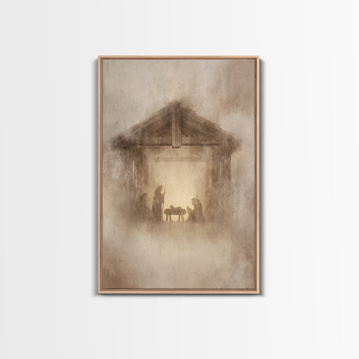 Humble Nativity – Framed Canvas Print – Christian Wall Art – Christian Art Canvas – Christmas Art – Christian Christmas Art – Christian Dec
