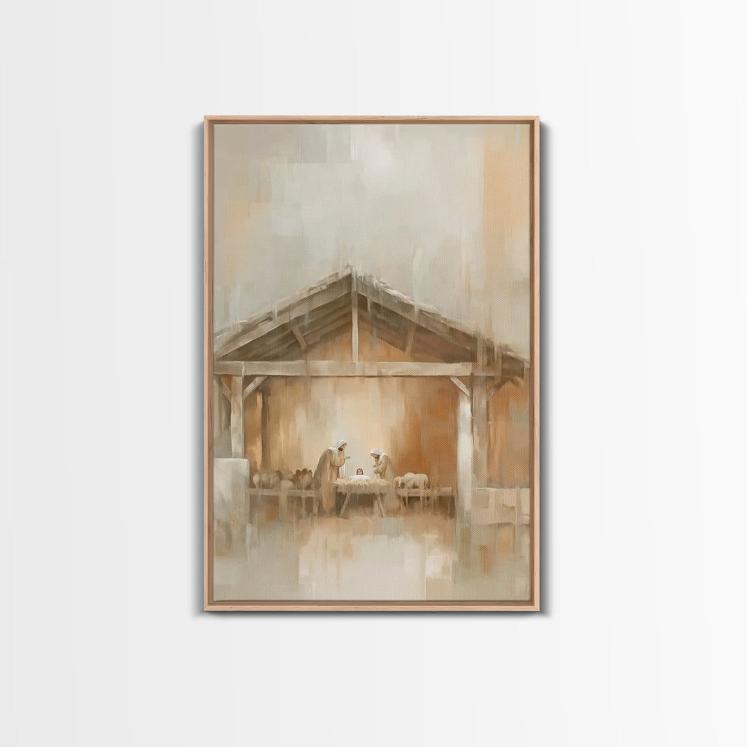 Quiet Manger Light – Framed Canvas Print – Christian Wall Art – Christian Art Canvas – Christmas Art – Christian Christmas Art – Christian