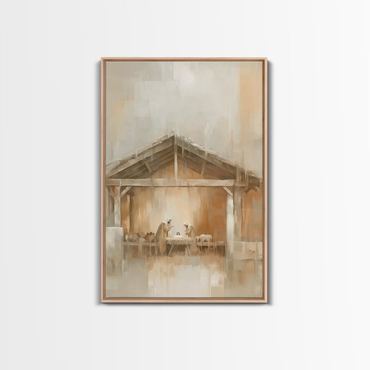 Quiet Manger Light – Framed Canvas Print – Christian Wall Art – Christian Art Canvas – Christmas Art – Christian Christmas Art – Christian