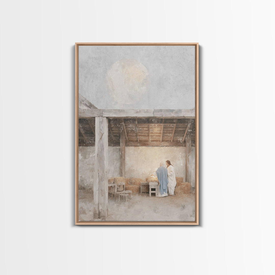 Sacred Arrival | Framed Canvas Print | Christian Wall Art | Christian Art Canvas | Christmas Art | Christian Christmas Art | Christian Deco