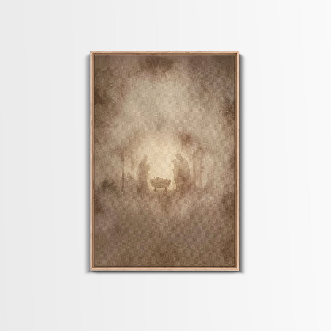 Silent Worship – Framed Canvas Print – Christian Wall Art – Christian Art Canvas – Christmas Art – Christian Christmas Art – Christian Gift