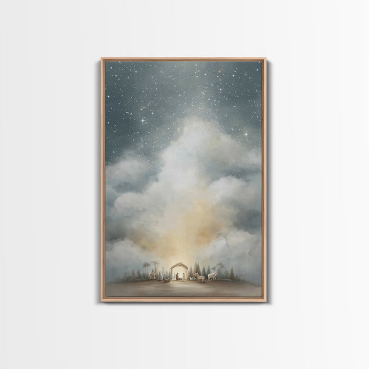 Heavenly Visitation | Framed Canvas Print | Christian Wall Art | Christian Art Canvas | Christmas Art | Christian Christmas Art | Christian