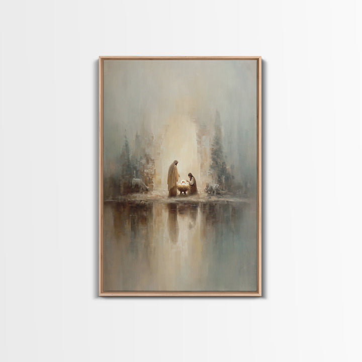 Peaceful Nativity – Framed Canvas Print – Christian Wall Art – Christian Art Canvas – Christmas Art – Christian Christmas Art – Christian D