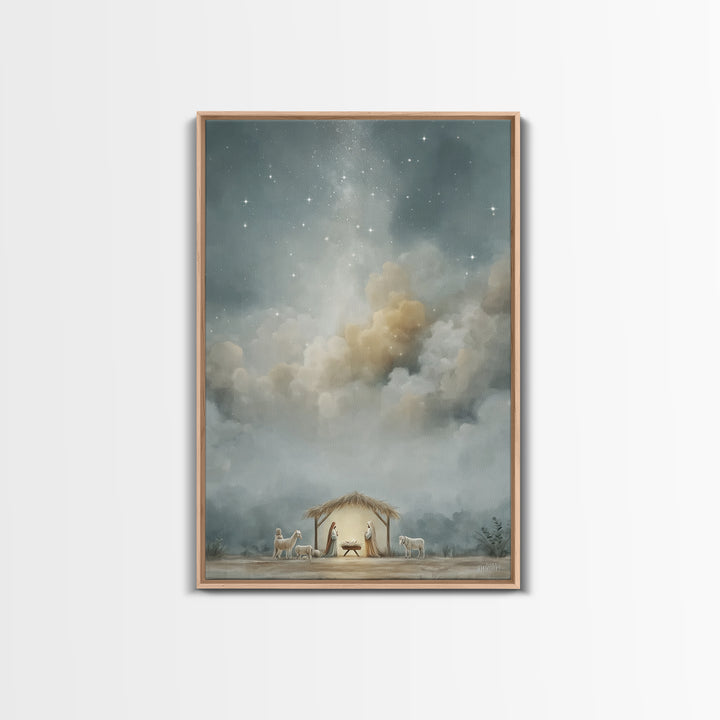 Starfilled Midnight, Framed Canvas Print, Christian Wall Art, Christian Art Canvas, Christmas Art, Christian Christmas Art, Christian Decor