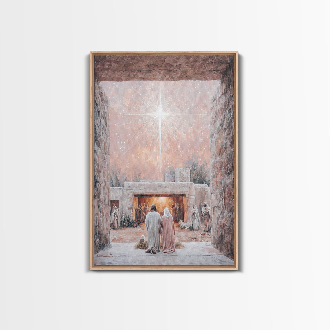 Celestial Nativity, Framed Canvas Print, Christian Wall Art, Christian Art Canvas, Christmas Art, Christian Christmas Art, Christian Decora