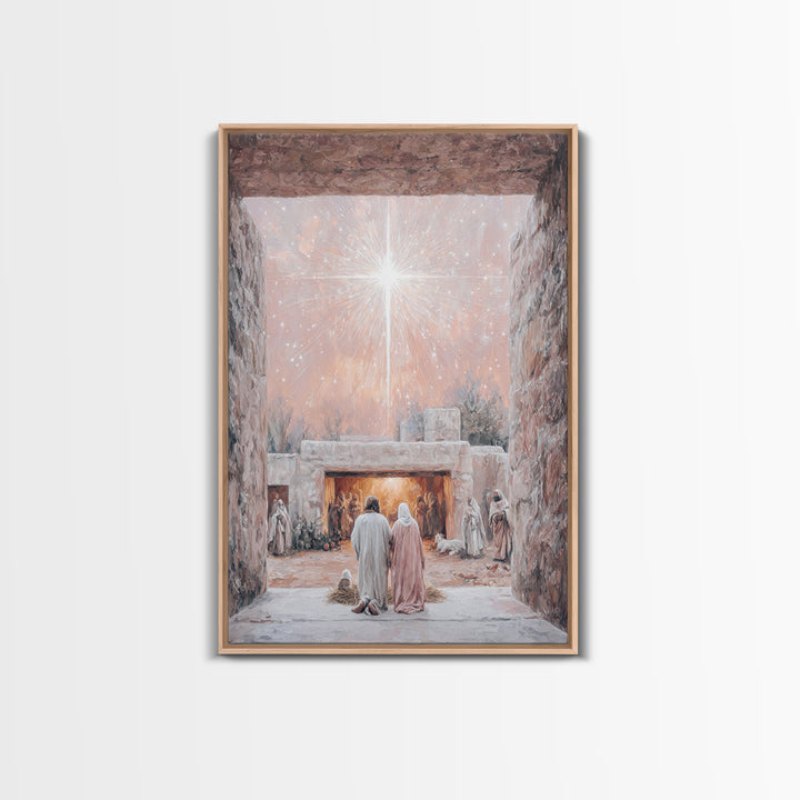 Celestial Nativity, Framed Canvas Print, Christian Wall Art, Christian Art Canvas, Christmas Art, Christian Christmas Art, Christian Decora
