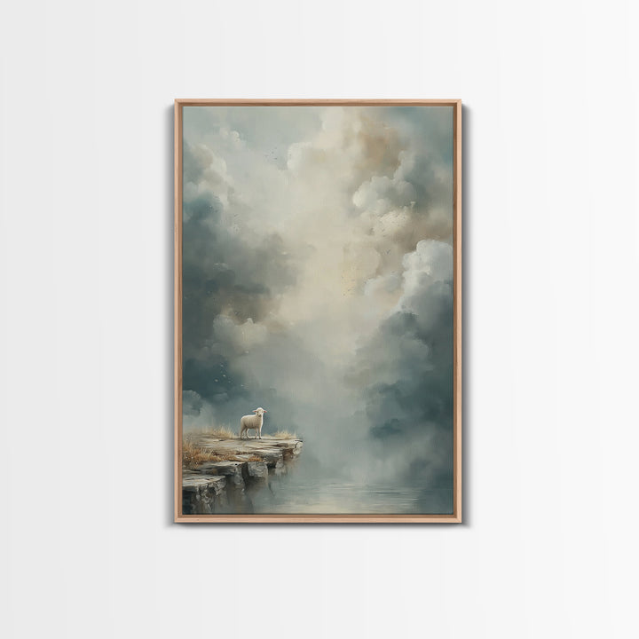 Heavenly Stillness, Framed Canvas Print, Christian Wall Art, Christian Art Canvas, Subtle Christian Art, Modern Christian Painting, Christi