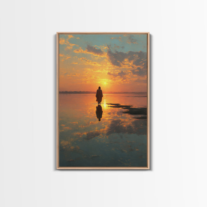 Sunset Messiah – Framed Canvas Print – Christian Wall Art – Christian Art Canvas – Large Jesus Painting – Christian Painting – Christian Ar