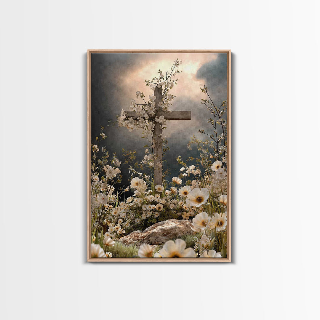 Blossoms Of Grace - Framed Canvas Print - Christian Wall Art - Christian Art Canvas - Jesus Painting - Christian Decor - Christian Gift