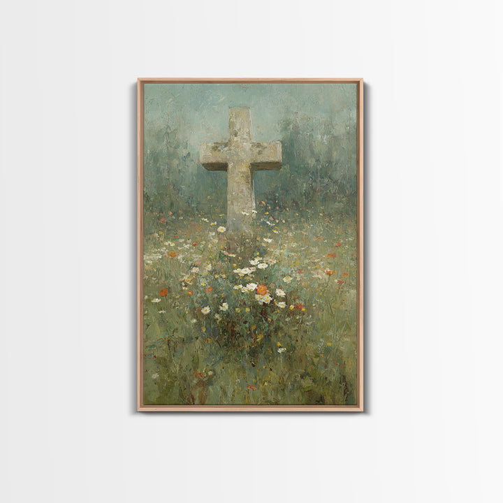 Field Of Mercy - Framed Canvas Print - Christian Art Print - Vintage Christian Art - Christian Wall Art - Christian Painting - Christian Ho