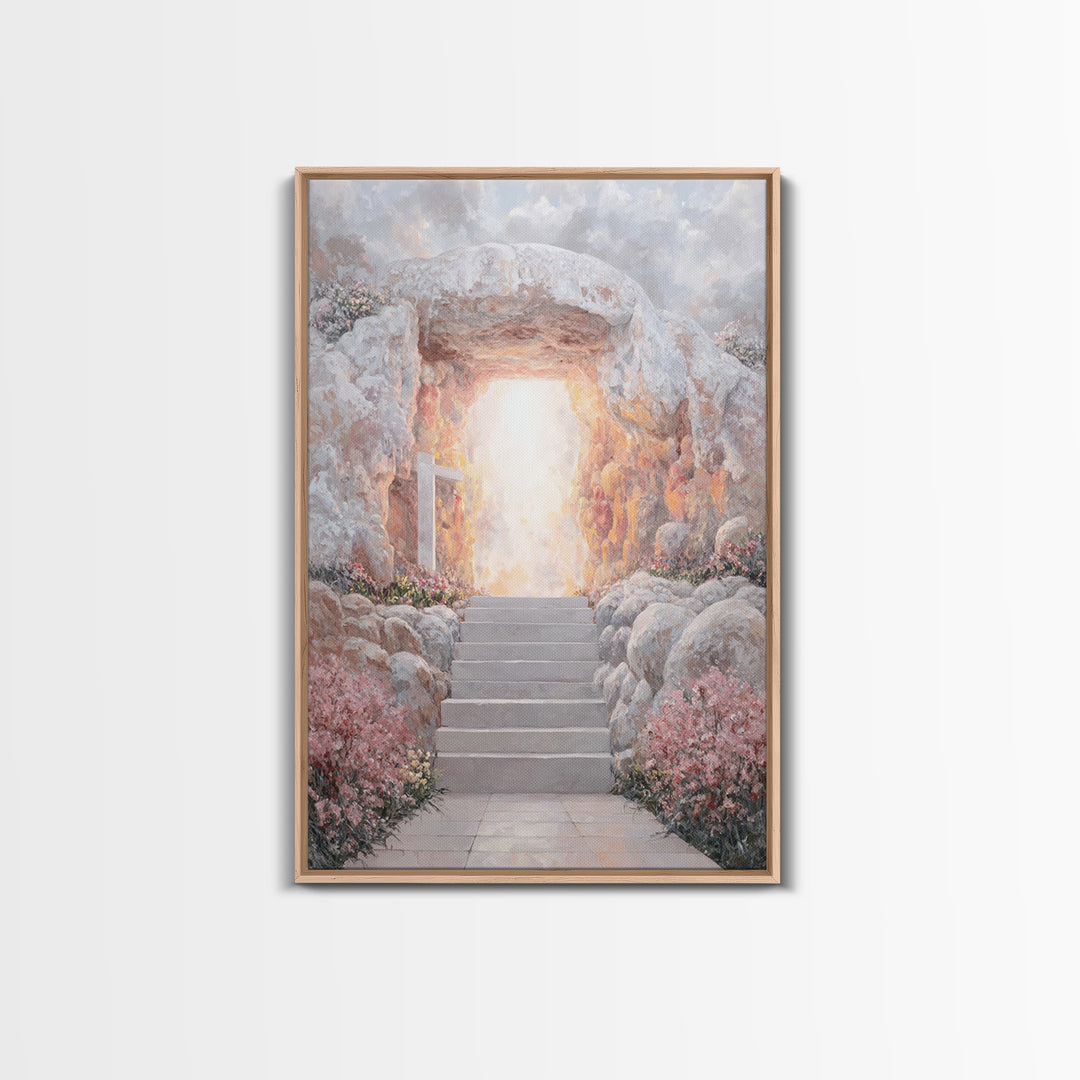 Stairway To Light - Framed Canvas Print - Christian Wall Art - Christian Art Painting - Large Christian Art - Christian Canvas Art - Christ