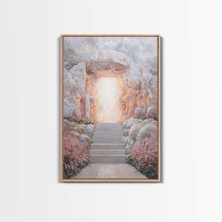 Stairway To Light - Framed Canvas Print - Christian Wall Art - Christian Art Painting - Large Christian Art - Christian Canvas Art - Christ