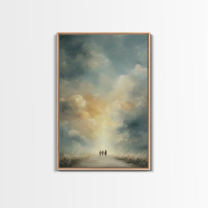 Heavenly Walk Light – Framed Canvas Print – Christian Wall Art – Jesus Painting – Christian Art Canvas – Christian Christmas Art
