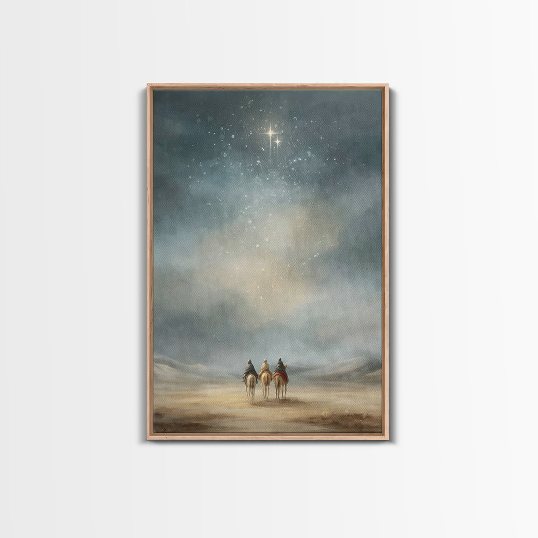 Starry Distant Journey – Framed Canvas Print – Christian Wall Art – Christian Art Canvas – Christmas Art Prints – Christian Christmas Art –