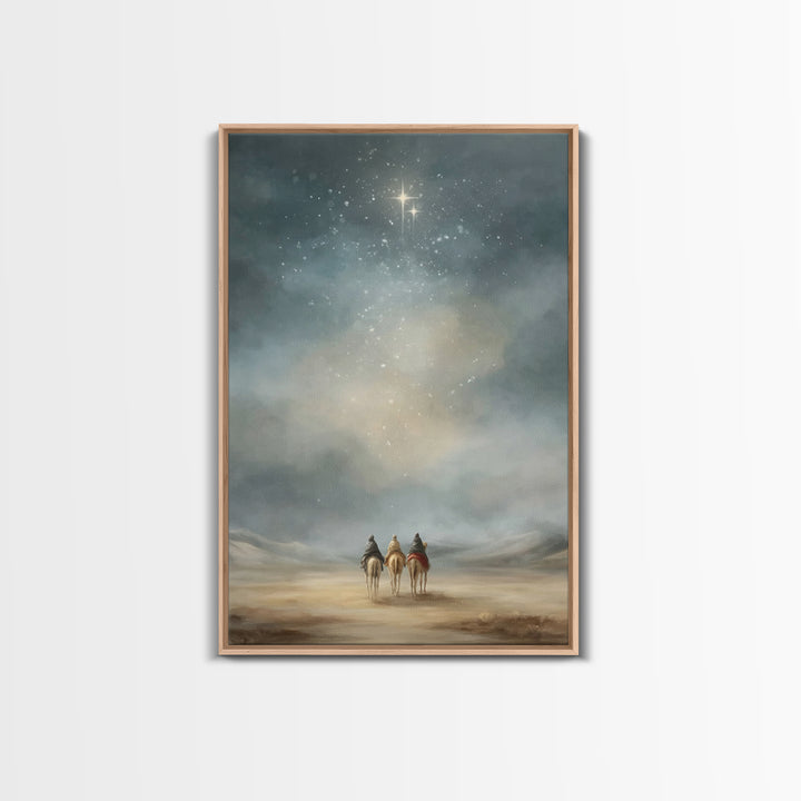 Starry Distant Journey – Framed Canvas Print – Christian Wall Art – Christian Art Canvas – Christmas Art Prints – Christian Christmas Art –
