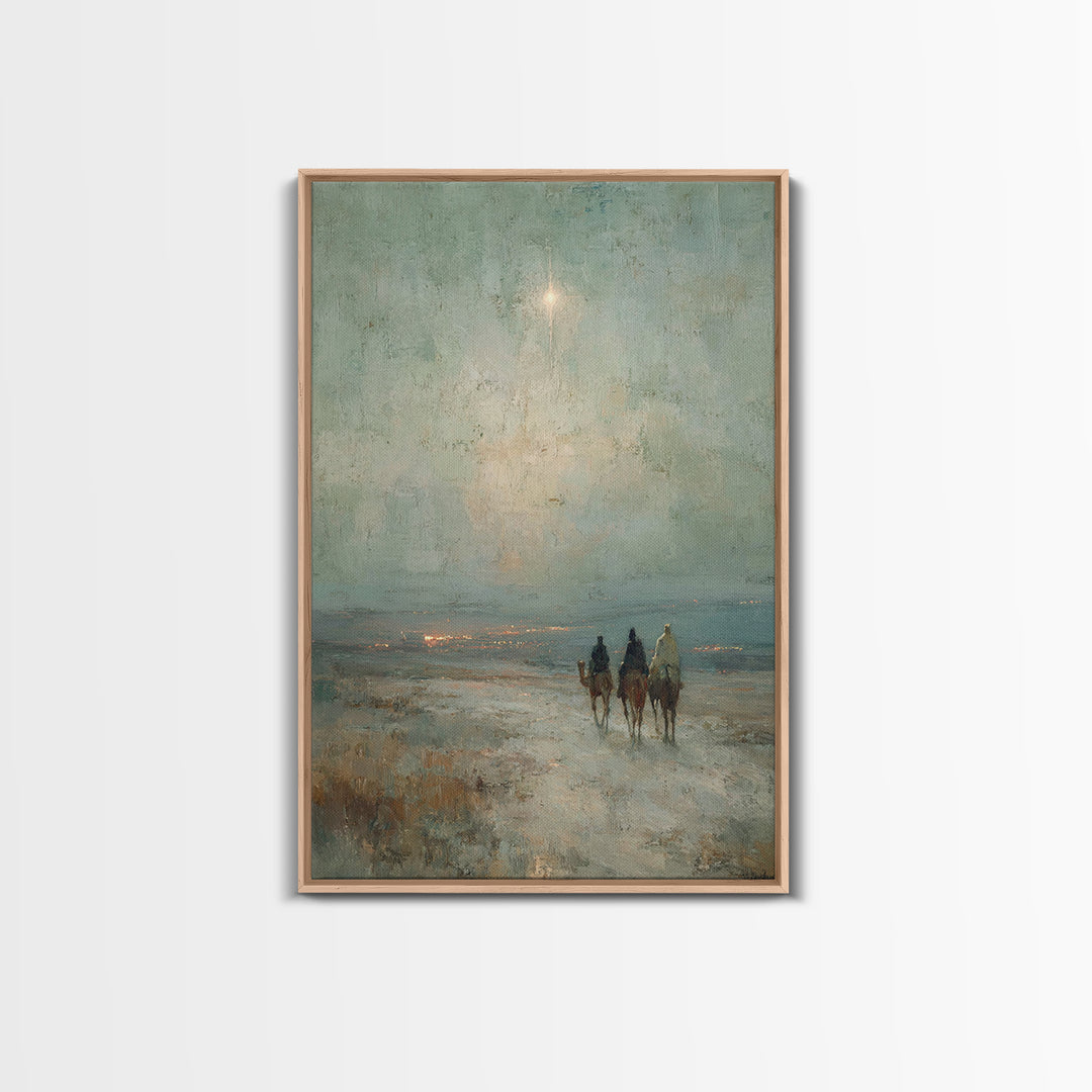 Night Caravan – Framed Canvas Print – Jesus Painting – Christian Wall Art – Christian Christmas Art – Christian Art Canvas