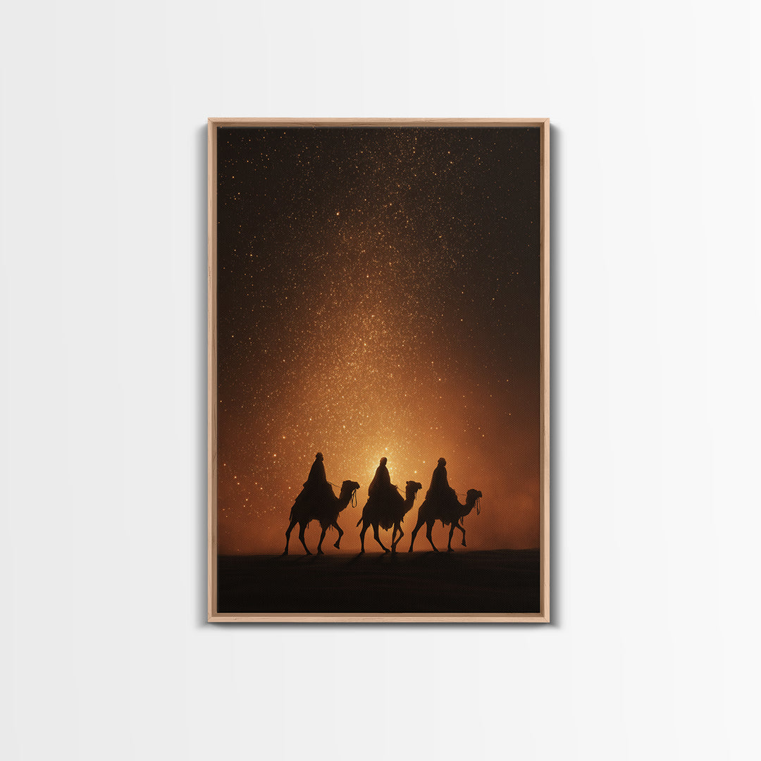 Golden Heavens – Framed Canvas Print – Christian Art Canvas – Christian Wall Art – Christian Christmas Art – Jesus Painting