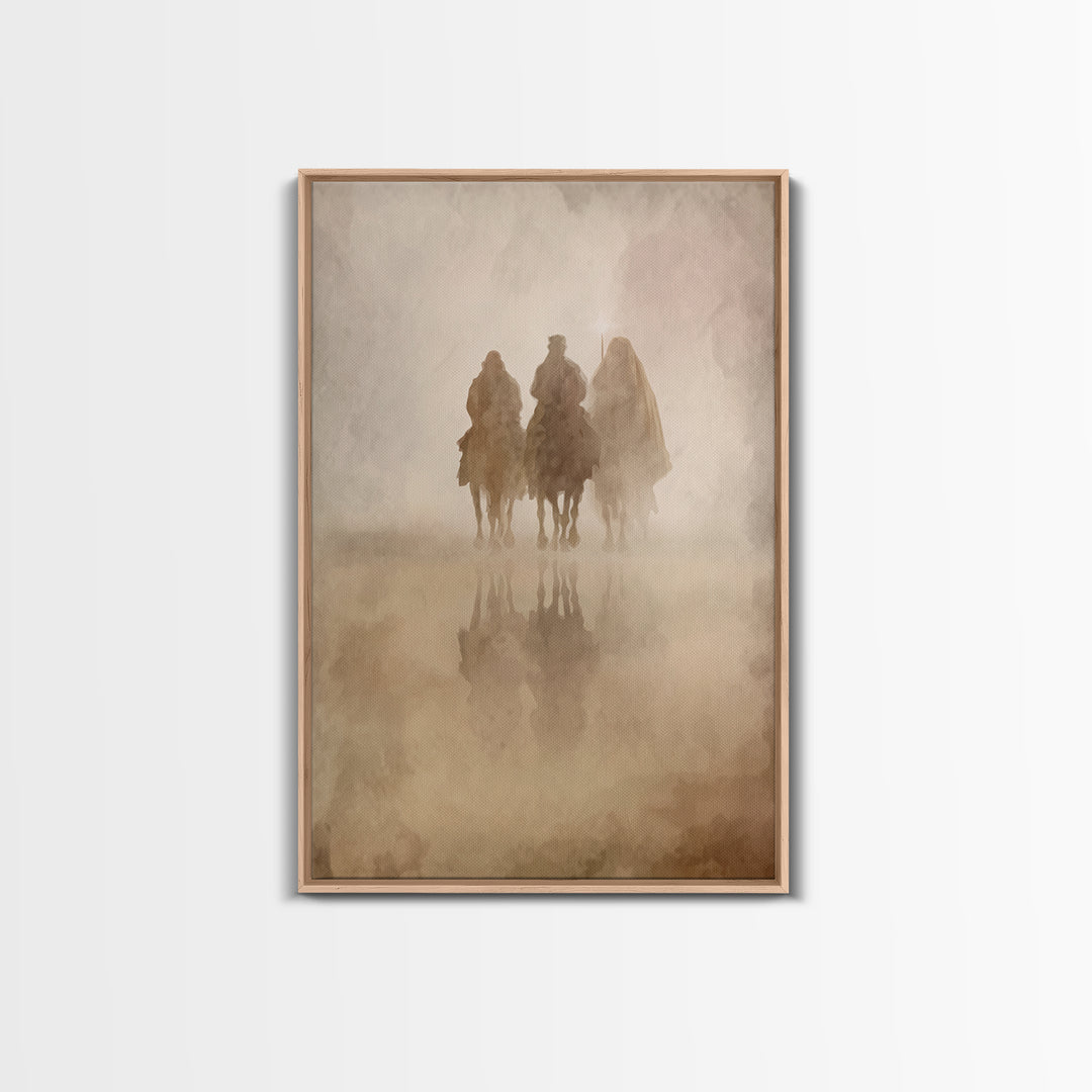 Misty Caravan – Framed Canvas Print – Christian Wall Art – Christian Art Canvas – Christian Christmas Art – Christmas Art – Jesus Painting
