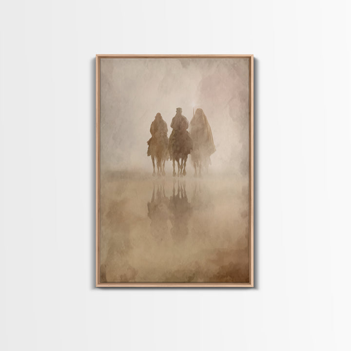 Misty Caravan – Framed Canvas Print – Christian Wall Art – Christian Art Canvas – Christian Christmas Art – Christmas Art – Jesus Painting