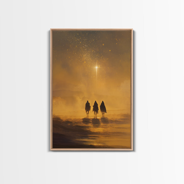 Golden Starpath – Framed Canvas Print – Christian Christmas Art – Christian Art Canvas – Jesus Painting – Christian Wall Art – Christmas Ar