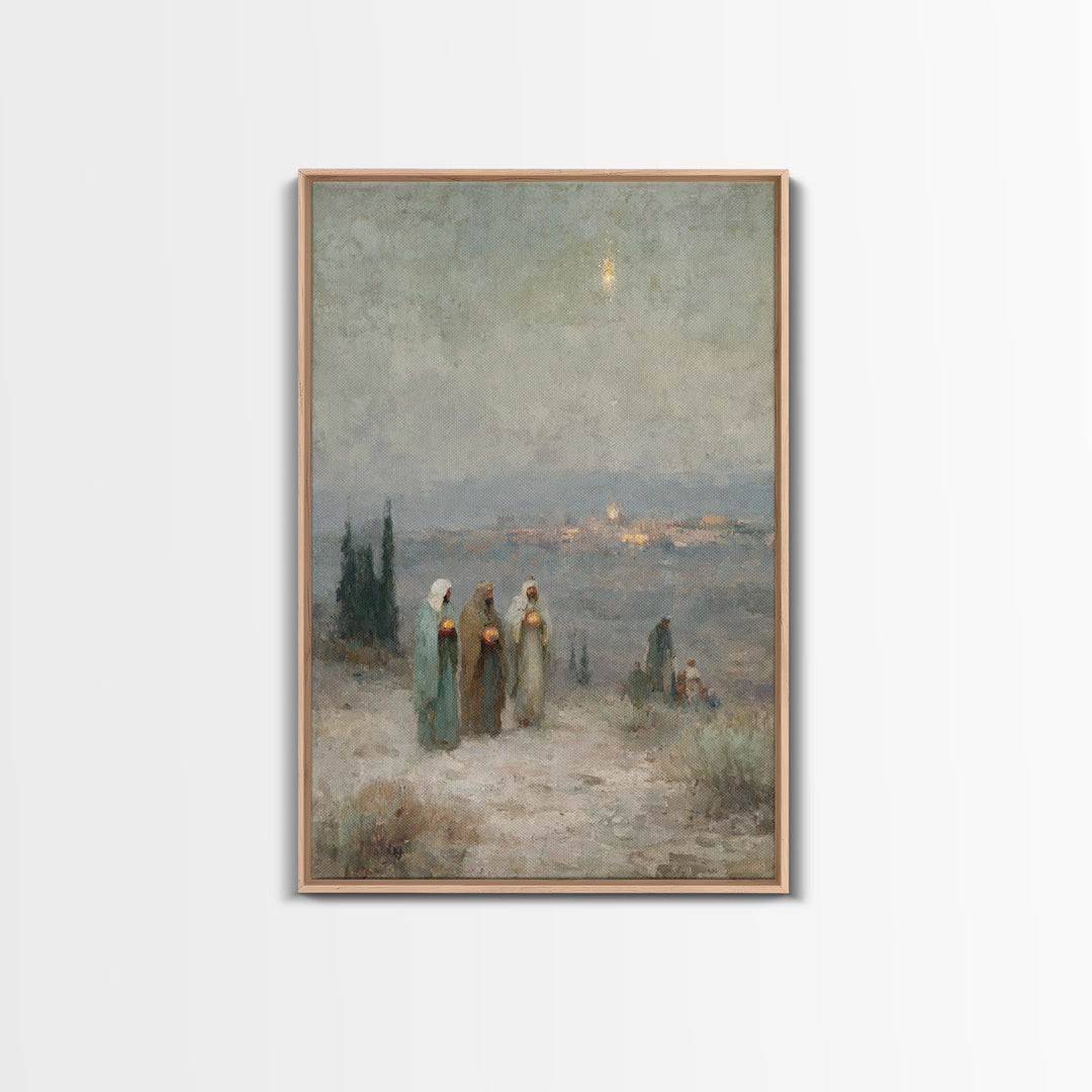 Pilgrims United – Framed Canvas Print – Christian Art Canvas – Christian Christmas Art – Christian Wall Art – Jesus Painting – Christmas Ar