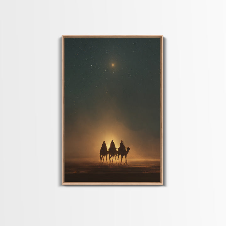 Desert Star Journey – Framed Canvas Print – Christian Art Canvas – Christian Christmas Art – Christmas Wall Art – Christian Decor – Christm