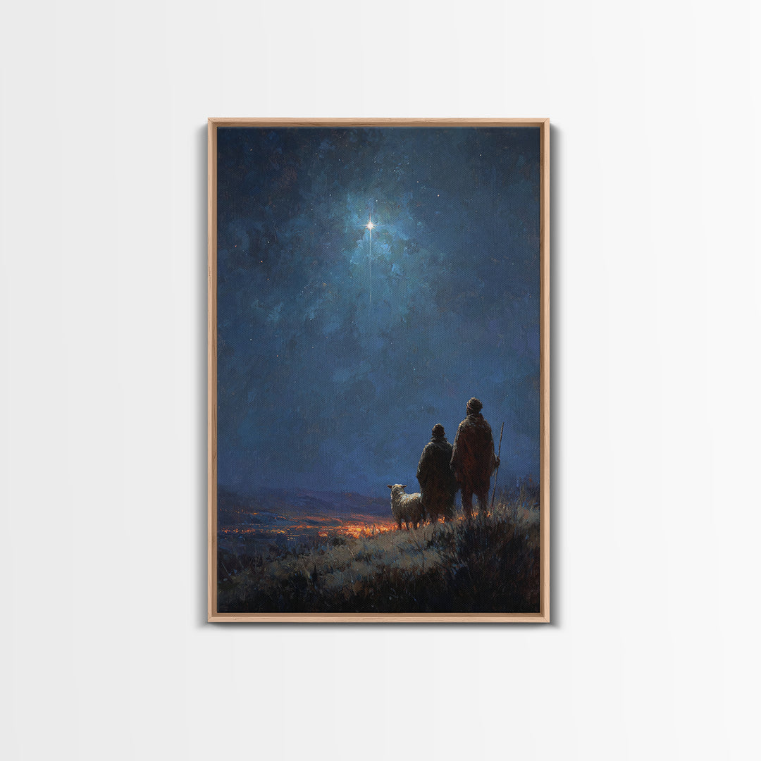 Night Watch Star – Framed Canvas Print – Christian Christmas Art – Christian Wall Art – Christian Art Canvas – Christmas Art – Christian De