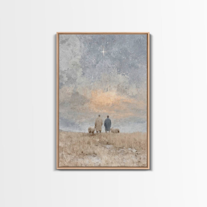 Silent Star Keepers – Framed Canvas Print – Christian Wall Art – Christian Decorations – Christian Art Canvas – Christmas Art – Christian C