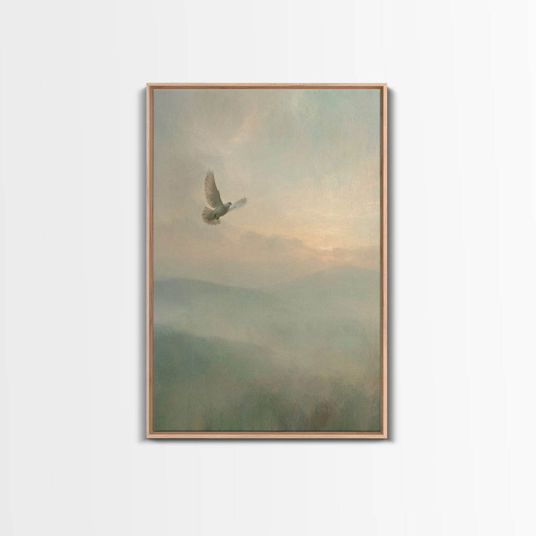 Gentle Flight – Framed Canvas Print – Christian Wall Art – Christian Art Canvas – Christian Art Print – Subtle Christian Art – Minimalist C