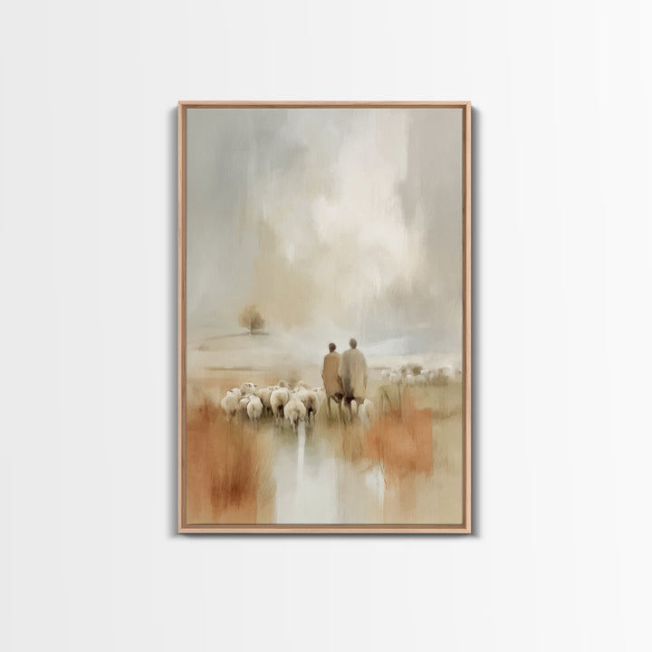 Pasture of Promise – Framed Canvas Print – Christian Wall Art – Christian Art Canvas – Christmas Art – Christian Christmas Decor – Christia