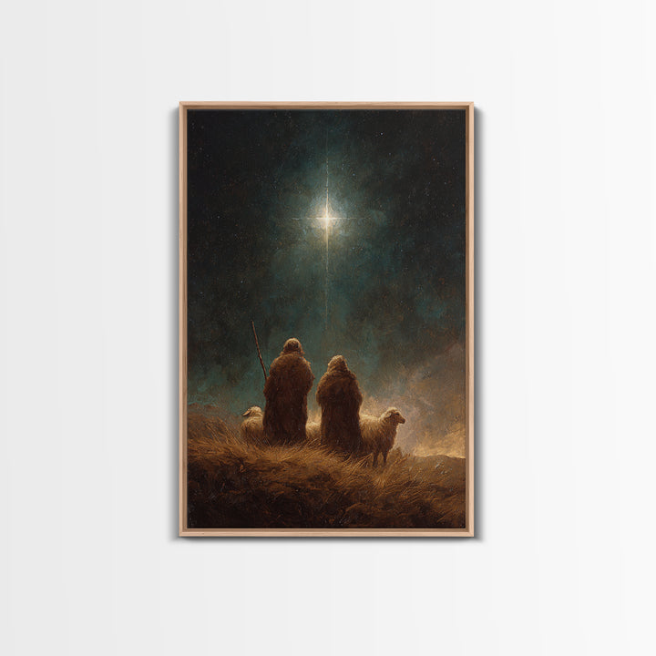 Shepherds’ Holy Night – Framed Canvas Print – Christian Art Canvas – Christian Wall Art – Christian Christmas Art – Christmas Art – Christi