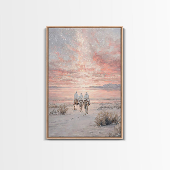 Desert Morning Light, Framed Canvas Print, Christian Art Canvas, Christmas Wall Art, Christian Christmas Decor, Modern Christian Art, Jesus