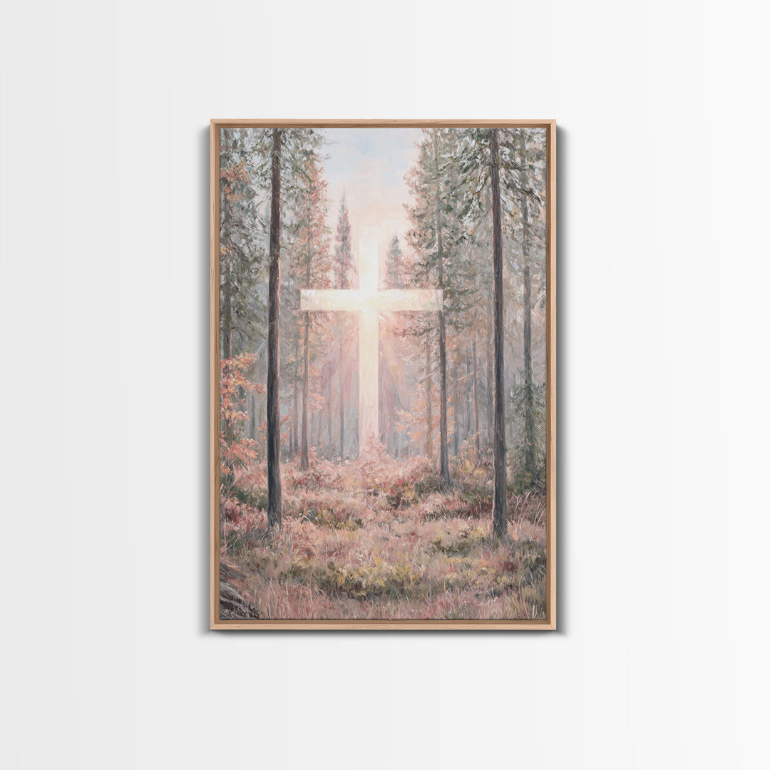 Glory In The Pines – Framed Canvas Print – Christian Art Canvas – Christian Wall Art – Christian Painting – Modern Christian Art – Christia