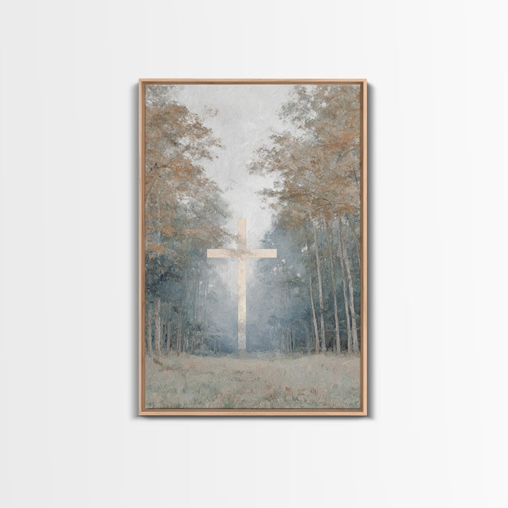 Stillness Of The Cross – Framed Canvas Print – Christian Painting – Christian Art Canvas – Christian Wall Art – Subtle Christian Art – Chri