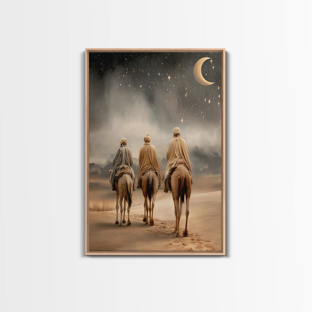Nightfall Pilgrimage – Framed Canvas Print – Christian Art – Christian Wall Art – Christmas Art Prints – Christian Christmas Art – Christia