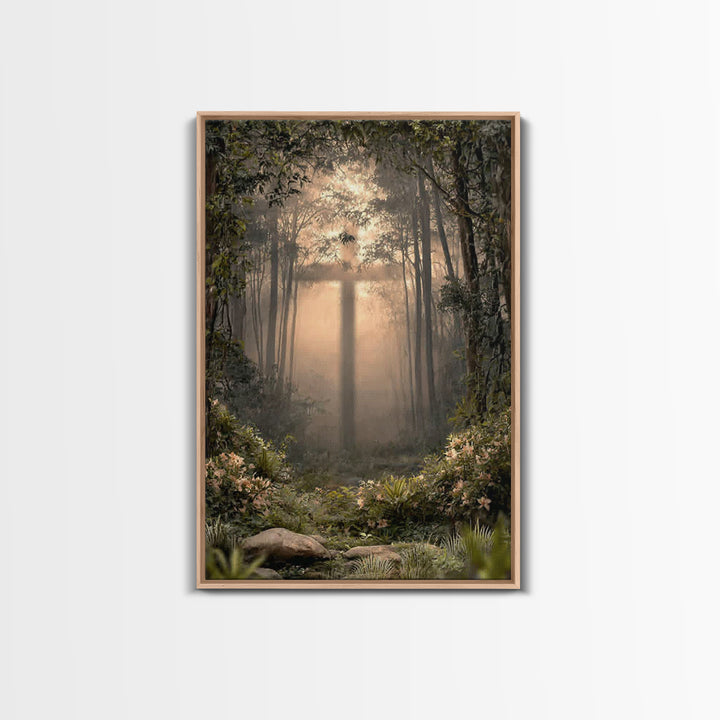 Forest Sanctuary – Framed Canvas Print – Christian Wall Art – Moody Christian Art – Christian Art Canvas – Christian Painting – Unique Chri