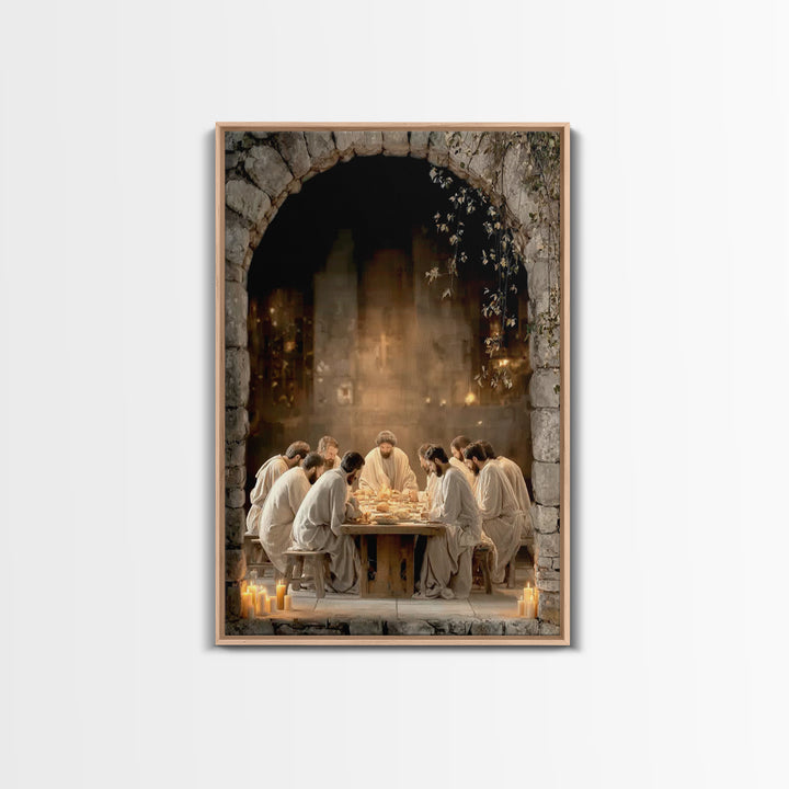 Sacred Table – Framed Canvas Print – Christian Art Canvas – Christian Wall Art – Jesus Painting – Christian Christmas Art – Vintage Christi