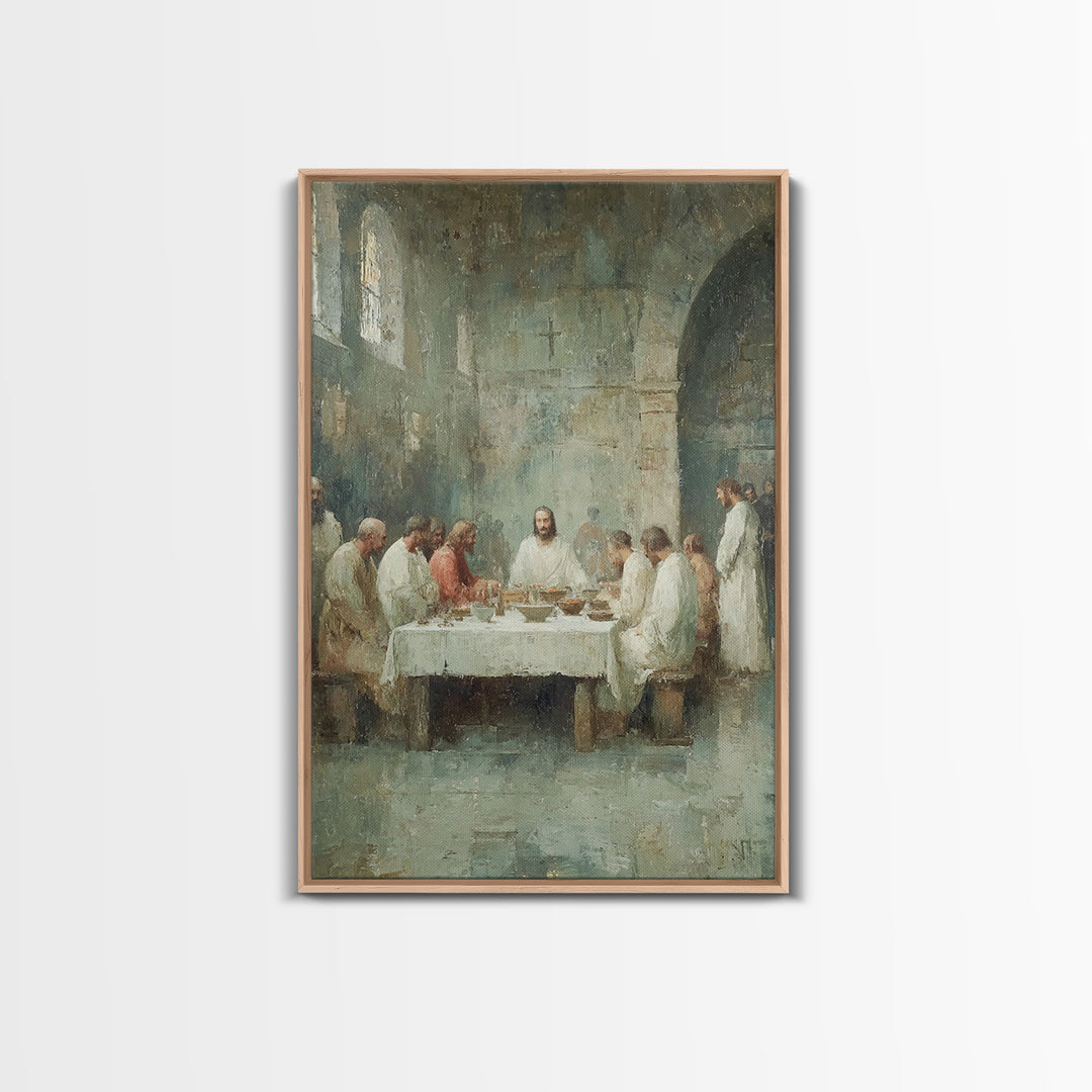 Table Of Fellowship – Framed Canvas Print – Christian Wall Art – Subtle Christian Art – Jesus Painting – Christian Art Canvas – Vintage Chr