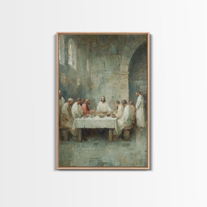 Table Of Fellowship – Framed Canvas Print – Christian Wall Art – Subtle Christian Art – Jesus Painting – Christian Art Canvas – Vintage Chr