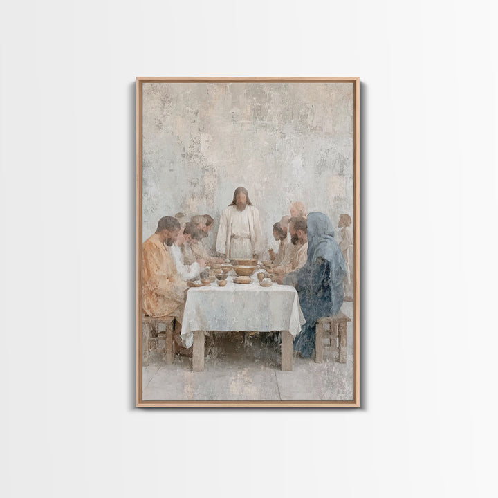 Quiet Supper – Framed Canvas Print – Christian Wall Art – Christian Art Canvas – Subtle Christian Art – Jesus Painting – Christian Art Work