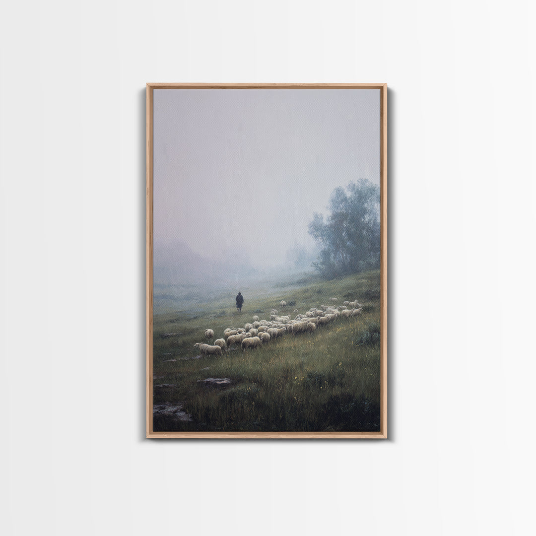 Hillside Light – Framed Canvas Print – Christian Wall Art – Jesus Painting – Modern Christian Art – Christian Decor – Christmas Art Prints