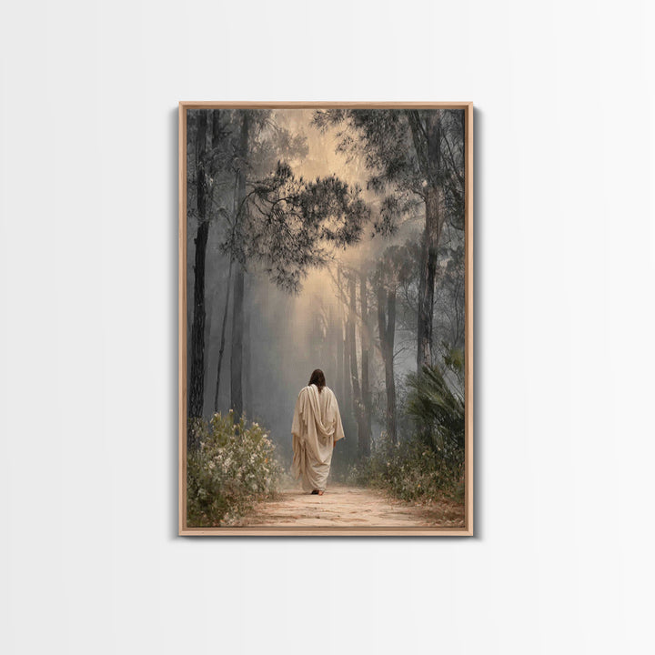 Golden Path – Framed Canvas Print – Christian Art Print – Christian Wall Art – Subtle Christian Art – Jesus Painting – Christmas Decor