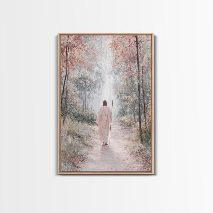 Radiant Forest Path – Framed Canvas Print – Christian Wall Art – Jesus Painting – Christian Art Canvas – Subtle Christian Art – Christmas A